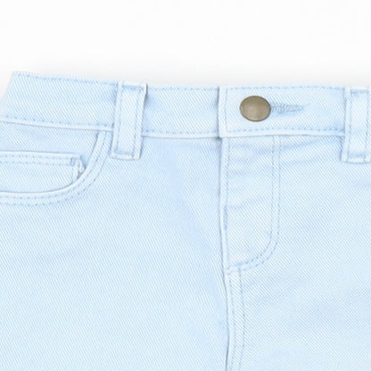 Marks and Spencer Girls Blue Cotton Cropped Trousers Size 0-3 Months Zip
