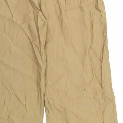 H&M Womens Brown Viscose Trousers Size M L30 in Regular Tie