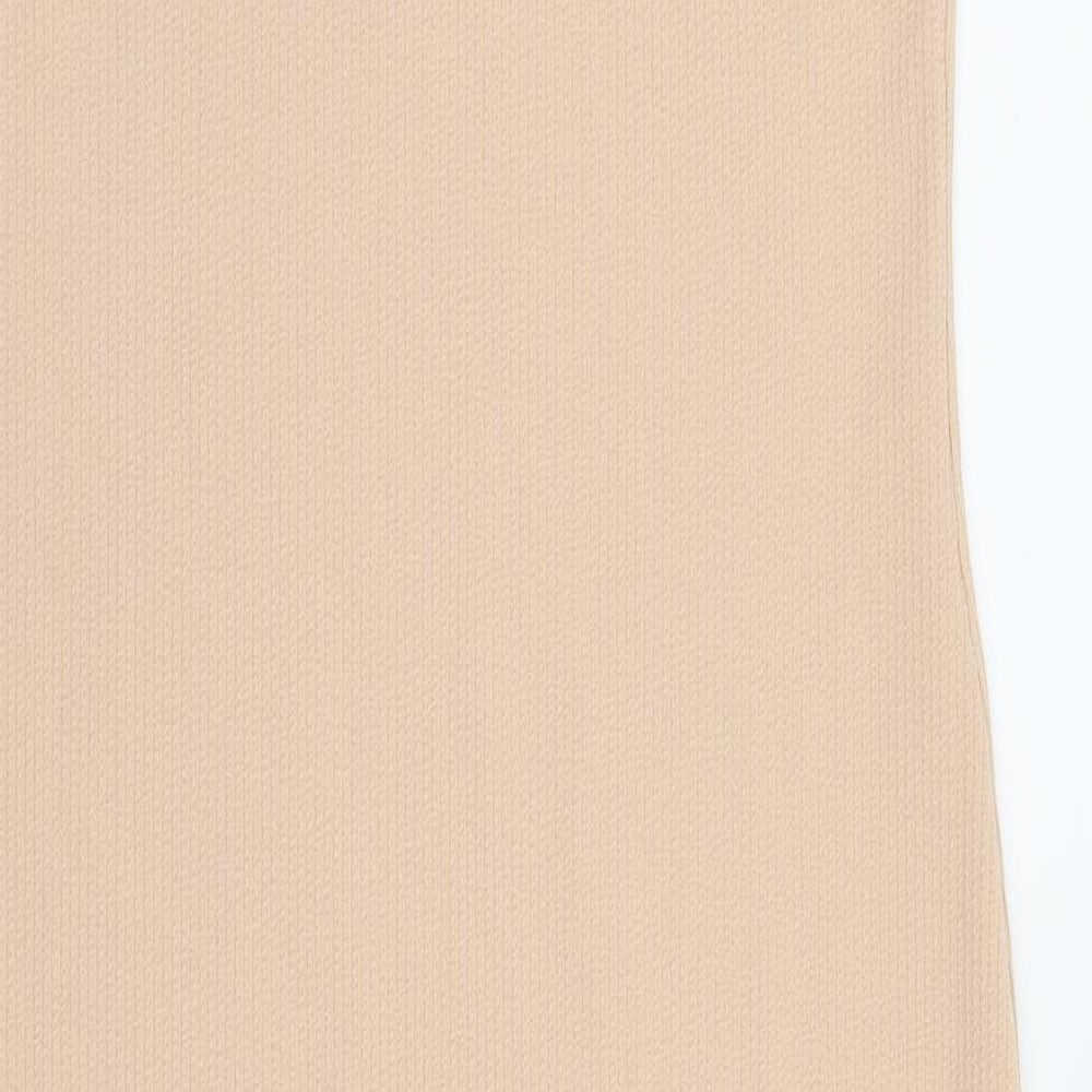 Boohoo Womens Pink Polyester Tank Dress Size 14 Round Neck Pullover - Ribbed