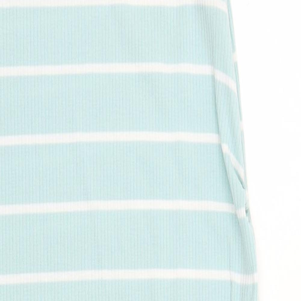 SheIn Womens Blue Striped Cotton Tank Dress Size L Round Neck Pullover
