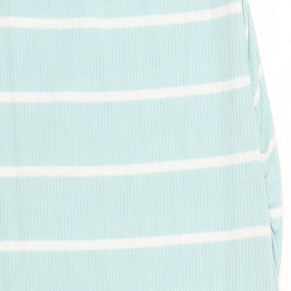 SheIn Womens Blue Striped Cotton Tank Dress Size L Round Neck Pullover