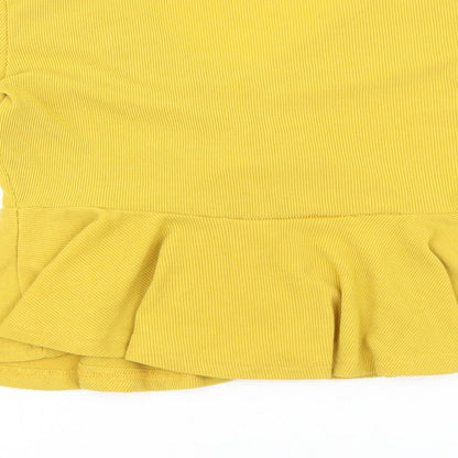 SheIn Womens Yellow Cotton Basic Blouse Size S V-Neck