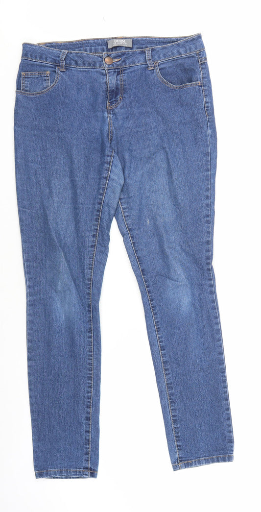 Dorothy Perkins Womens Blue Cotton Skinny Jeans Size 12 L30 in Regular Zip