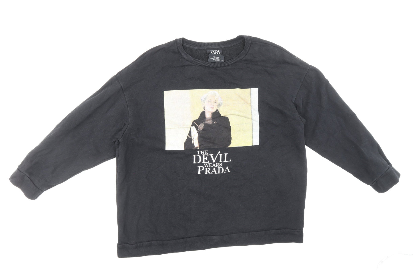 Zara Womens Black Polyester Pullover Sweatshirt Size L Pullover - The Devil Wears Prada