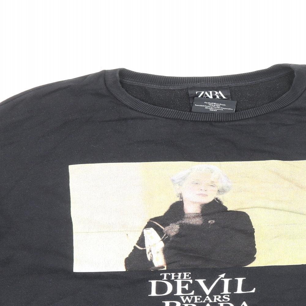 Zara Womens Black Polyester Pullover Sweatshirt Size L Pullover - The Devil Wears Prada