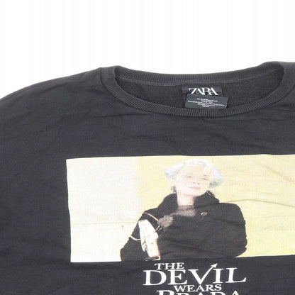 Zara Womens Black Polyester Pullover Sweatshirt Size L Pullover - The Devil Wears Prada