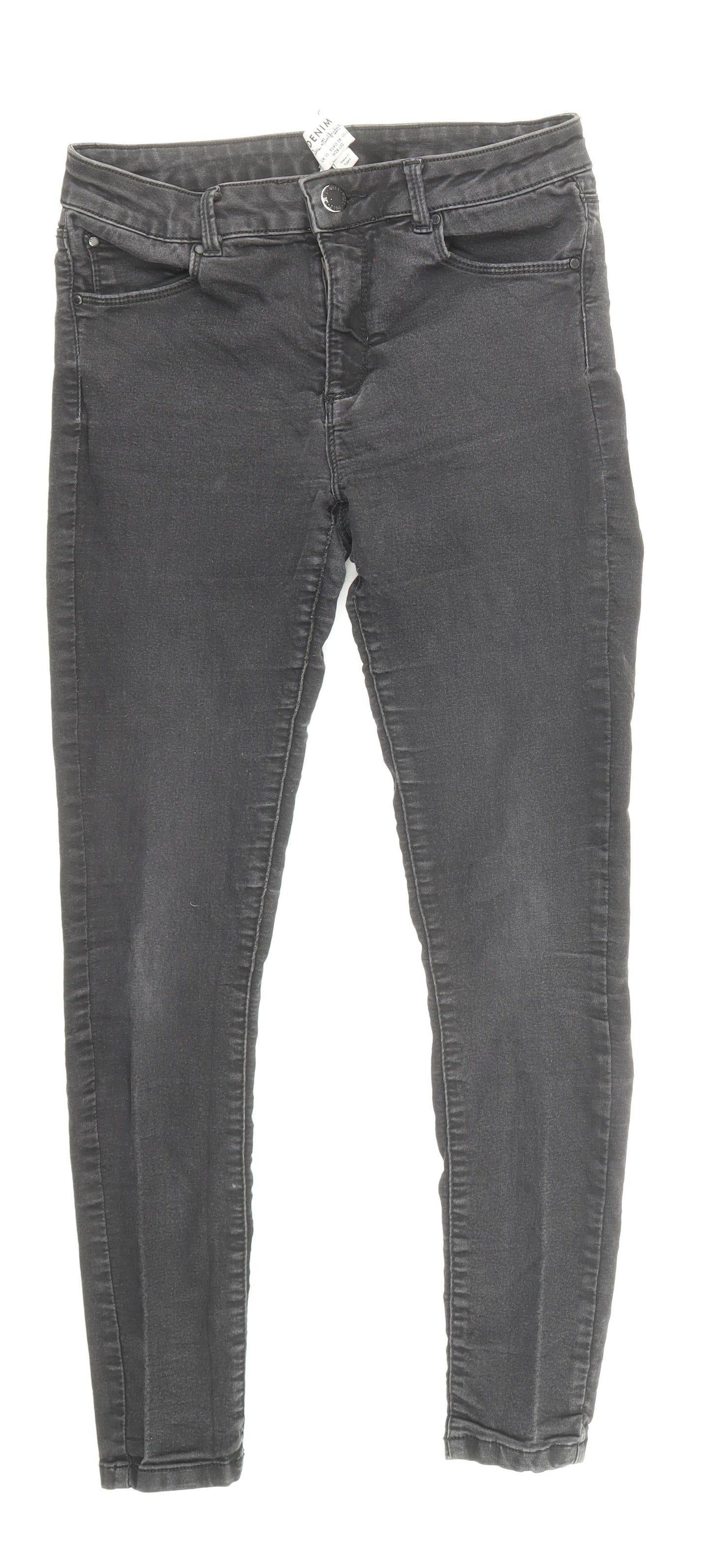 Miss Selfridge Womens Black Cotton Skinny Jeans Size 10 L27 in Regular Zip