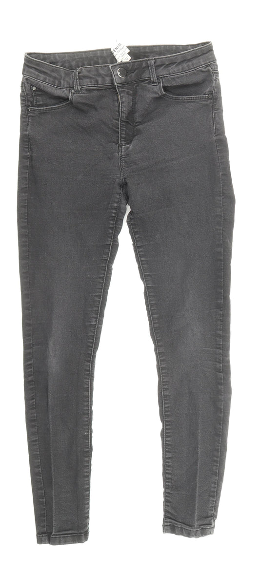Miss Selfridge Womens Black Cotton Skinny Jeans Size 10 L27 in Regular Zip