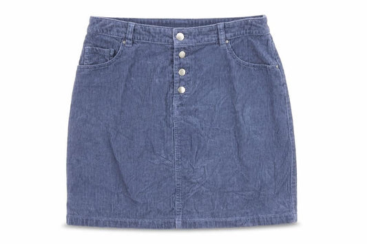 TU Womens Blue Cotton A-Line Skirt Size 10 Button