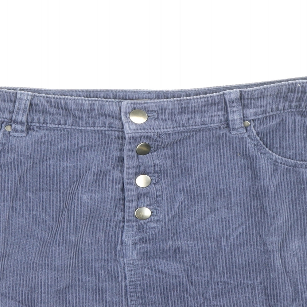 TU Womens Blue Cotton A-Line Skirt Size 10 Button