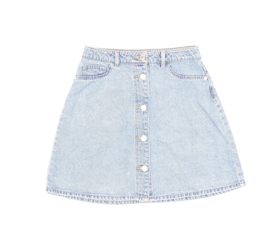 Noisy may Womens Blue Cotton A-Line Skirt Size S Button