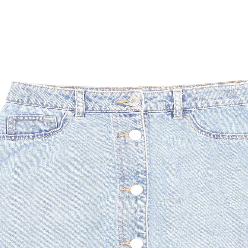 Noisy may Womens Blue Cotton A-Line Skirt Size S Button