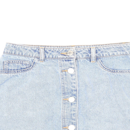 Noisy may Womens Blue Cotton A-Line Skirt Size S Button