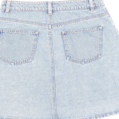 Noisy may Womens Blue Cotton A-Line Skirt Size S Button