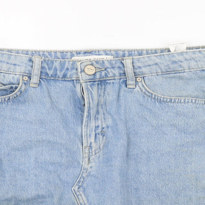 Koton Jeans Womens Blue Cotton Mini Skirt Size 12 Button - Side Stripe