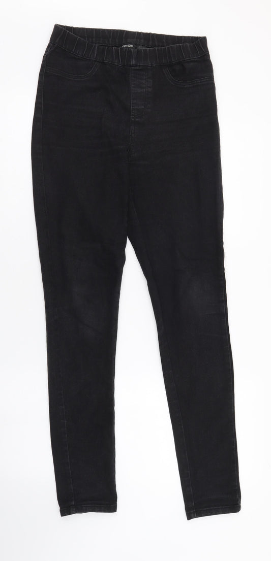 ESMARA Womens Black Herringbone Cotton Skinny Jeans Size 8 L30 in Regular Button