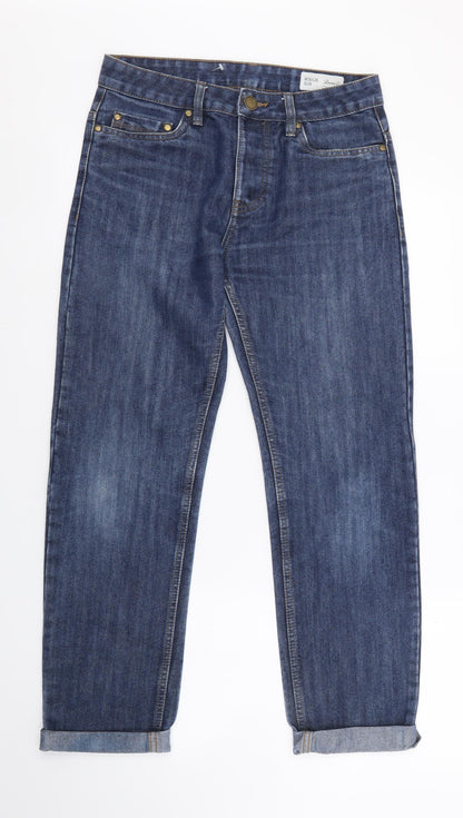 Denim & Co. Mens Blue Cotton Straight Jeans Size 28 in L30 in Regular Button