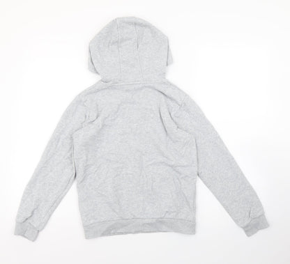 Marks and Spencer Girls Grey Cotton Pullover Hoodie Size 8-9 Years Pullover