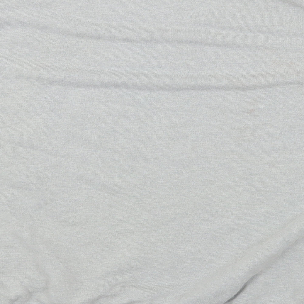 New Look Womens Grey Cotton Pullover Sweatshirt Size S Pullover - Ripped Detail