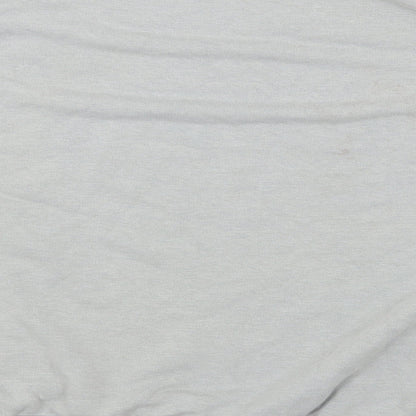 New Look Womens Grey Cotton Pullover Sweatshirt Size S Pullover - Ripped Detail