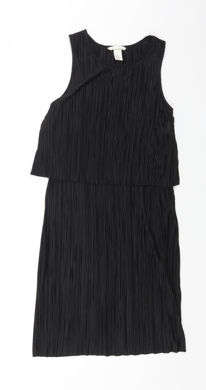 H&M Womens Black Polyester Shift Size S Round Neck Pullover