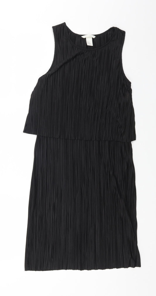 H&M Womens Black Polyester Shift Size S Round Neck Pullover