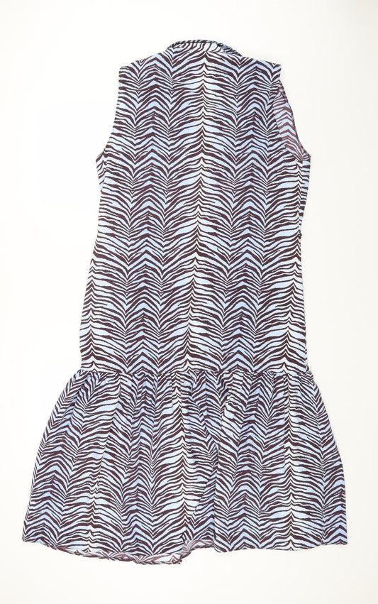 Primark Womens Multicoloured Animal Print Polyester Slip Dress Size 44 Collared Button - Tiger Print