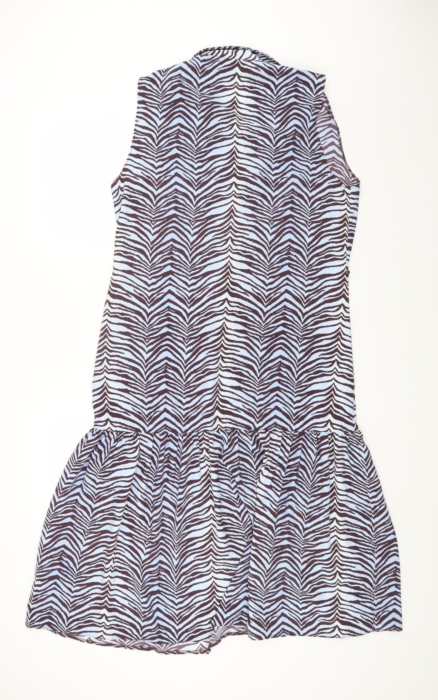 Primark Womens Multicoloured Animal Print Polyester Slip Dress Size 44 Collared Button - Tiger Print