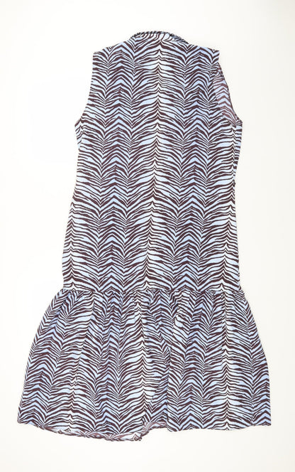 Primark Womens Multicoloured Animal Print Polyester Slip Dress Size 44 Collared Button - Tiger Print