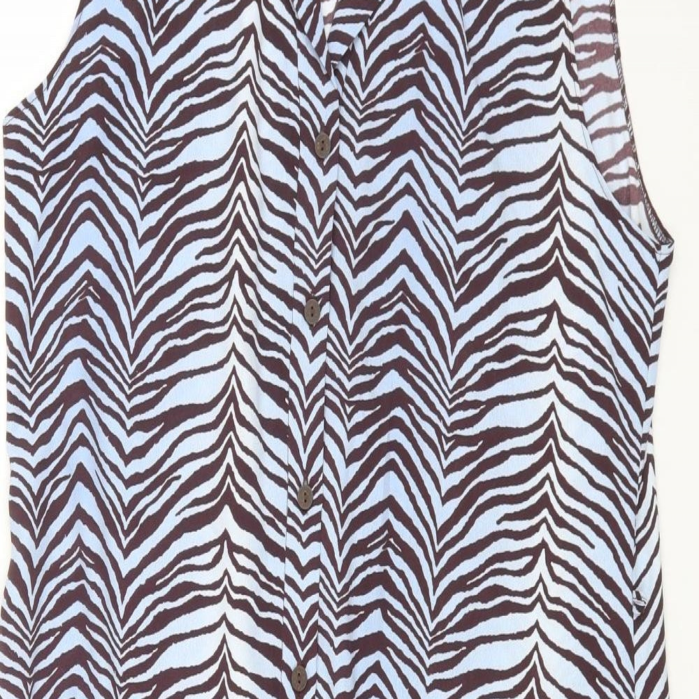 Primark Womens Multicoloured Animal Print Polyester Slip Dress Size 44 Collared Button - Tiger Print