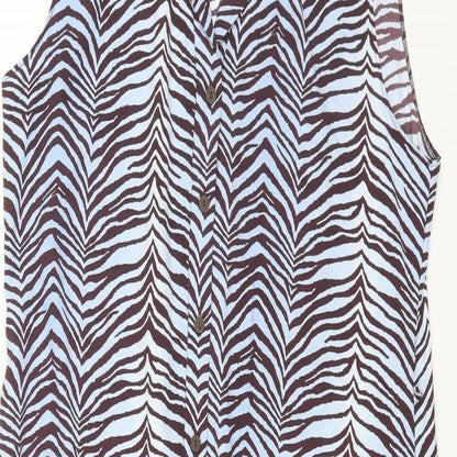 Primark Womens Multicoloured Animal Print Polyester Slip Dress Size 44 Collared Button - Tiger Print