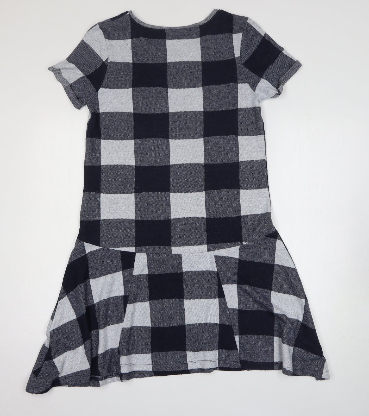 NEXT Womens Grey Check Polyester T-Shirt Dress Size 12 Round Neck Pullover