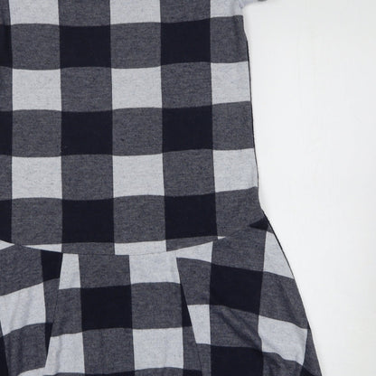 NEXT Womens Grey Check Polyester T-Shirt Dress Size 12 Round Neck Pullover
