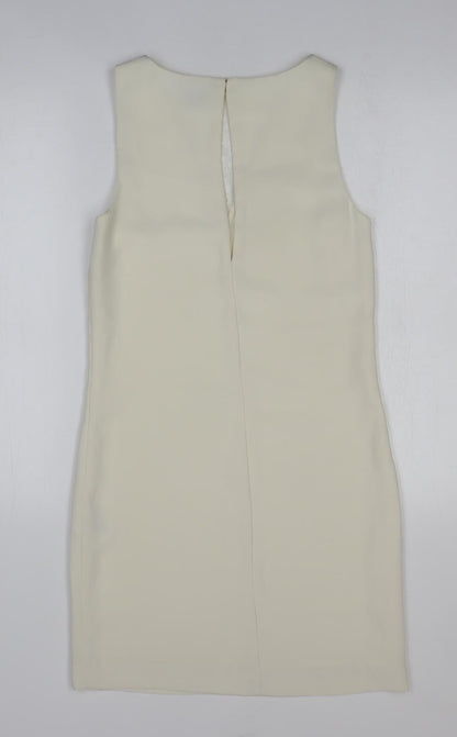 H&M Womens Ivory Herringbone Polyester Sheath Size 6 Sweetheart Pullover - Lace Detail
