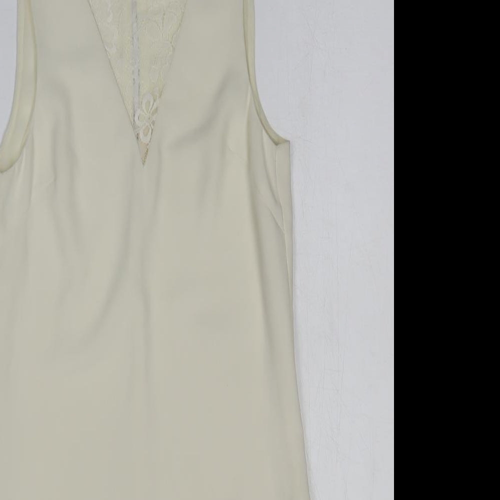 H&M Womens Ivory Herringbone Polyester Sheath Size 6 Sweetheart Pullover - Lace Detail
