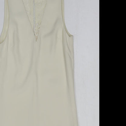 H&M Womens Ivory Herringbone Polyester Sheath Size 6 Sweetheart Pullover - Lace Detail
