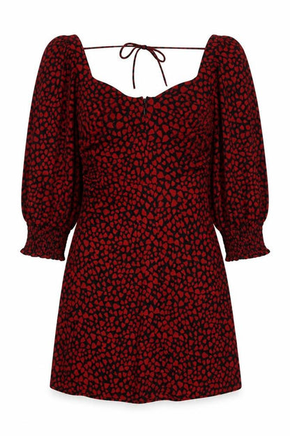 Topshop Womens Red Animal Print Polyester Mini Size 8 Square Neck Zip
