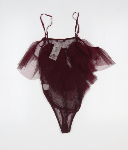 Just Your Outfit Womens Red Polyester Bodysuit One-Piece Size M Buckle