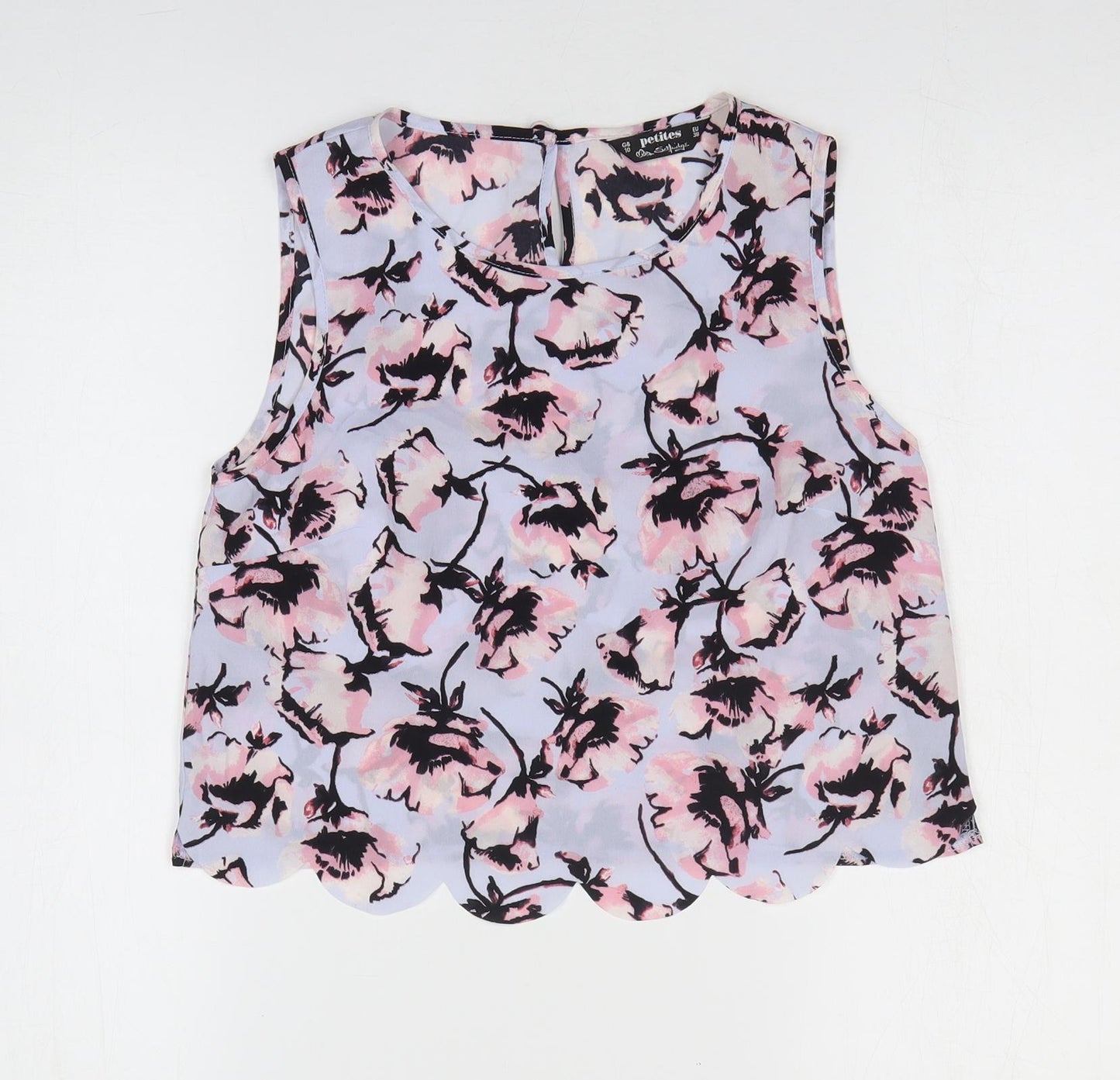 Miss Selfridge Womens Multicoloured Floral Polyester Basic Blouse Size 10 Round Neck