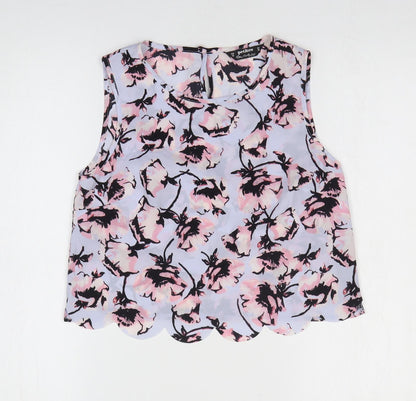 Miss Selfridge Womens Multicoloured Floral Polyester Basic Blouse Size 10 Round Neck