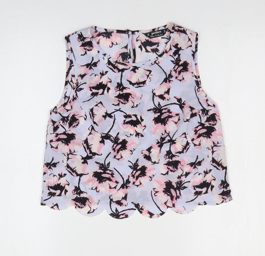 Miss Selfridge Womens Multicoloured Floral Polyester Basic Blouse Size 10 Round Neck