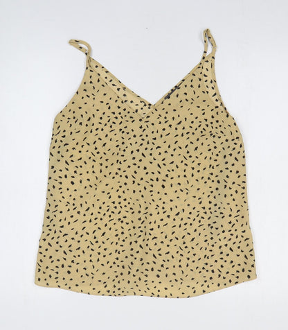 Primark Womens Beige Geometric Polyester Basic Tank Size 12 V-Neck