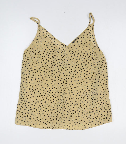 Primark Womens Beige Geometric Polyester Basic Tank Size 12 V-Neck