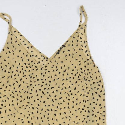 Primark Womens Beige Geometric Polyester Basic Tank Size 12 V-Neck