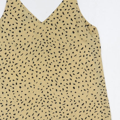 Primark Womens Beige Geometric Polyester Basic Tank Size 12 V-Neck