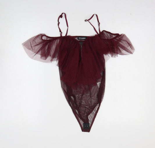 Just Your Outfit Womens Red Polyester Bodysuit One-Piece Size M Snap