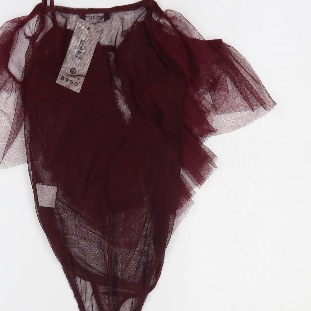 Just Your Outfit Womens Red Polyester Bodysuit One-Piece Size M Snap