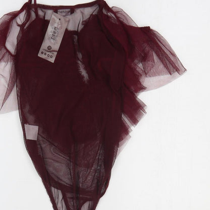 Just Your Outfit Womens Red Polyester Bodysuit One-Piece Size M Snap