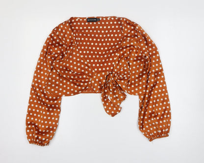 Womens UK Size 10 PRETTYLITTLETHING Orange Cropped Blouse