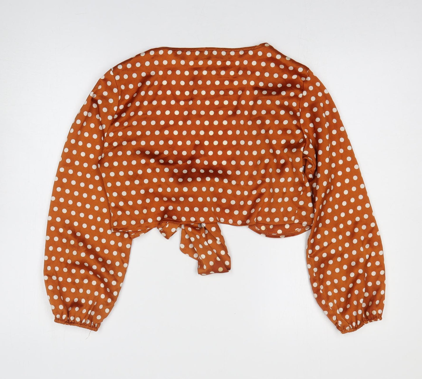 Womens UK Size 10 PRETTYLITTLETHING Orange Cropped Blouse